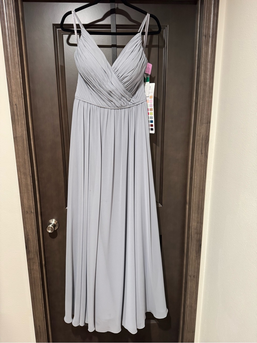 Mori Lee Light Gray cut out back dress
